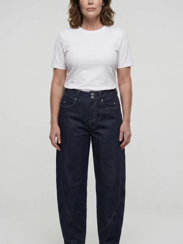 Mid-Rise Barrel Leg Denim