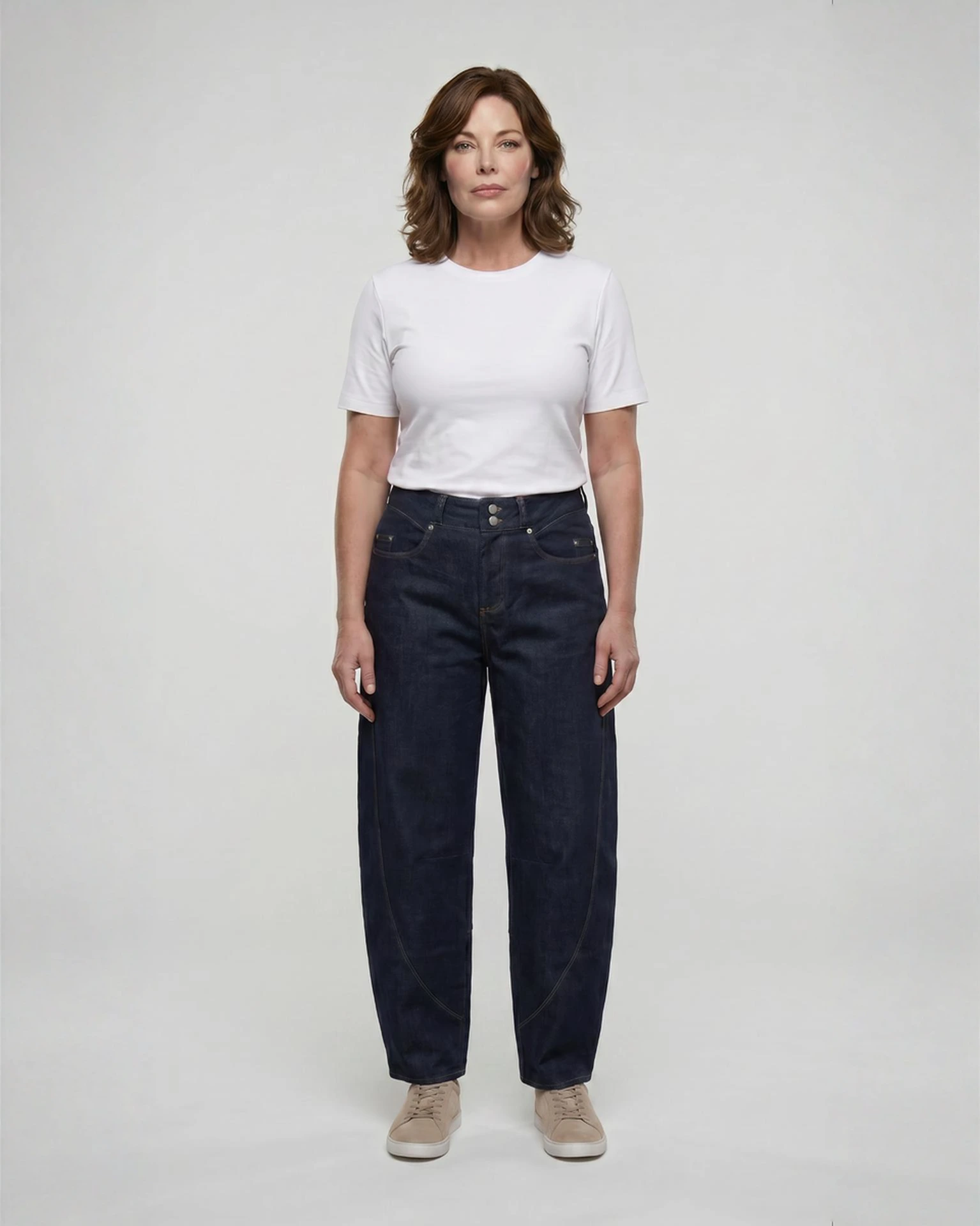 Mid-Rise Barrel Leg Denim
