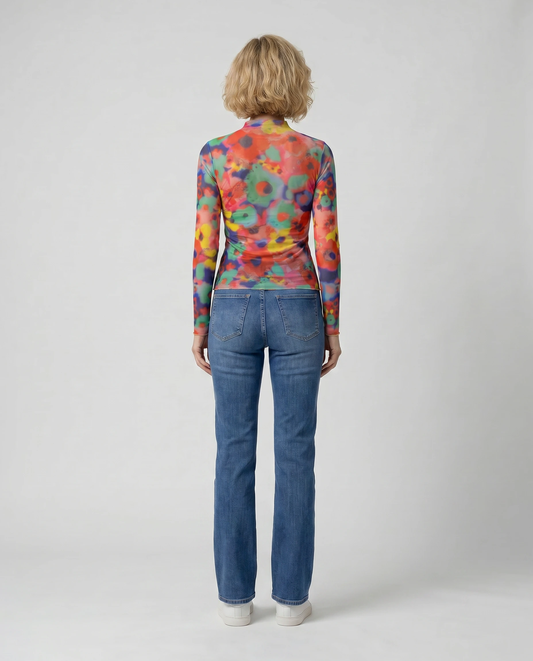 Sheer Mesh Floral Wrap Top - Image 4